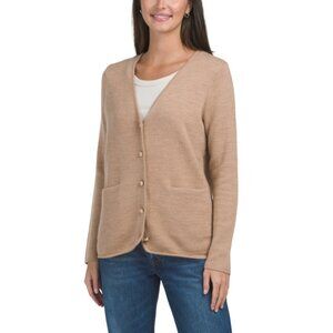 RACHEL ZOE Cappuchino Heather Merino Wool Button Front Cardigan